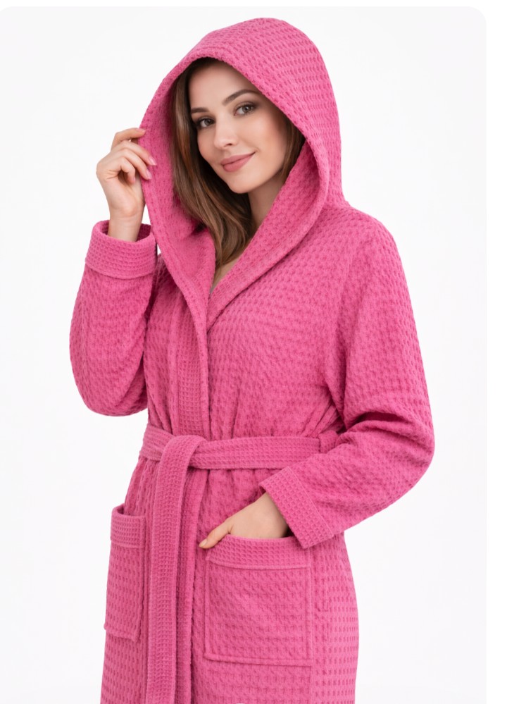 Szlafrok waffle gofrowany damski Pierre Cardin Paris z kapturem luksusowy  S-XL