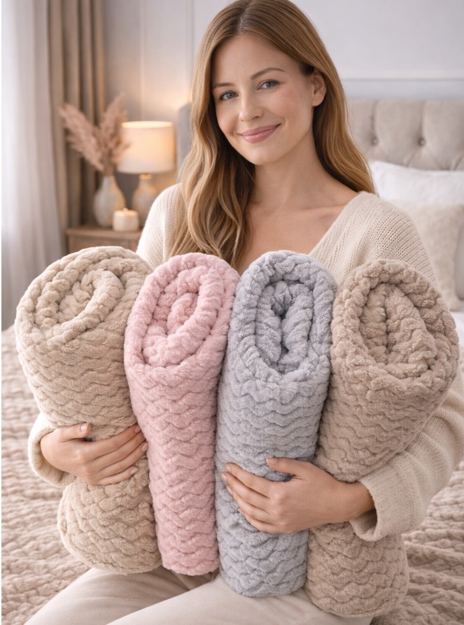 Koc Plaid 160x180 Coral Fleece-ciepły | miękki 300 gsm
